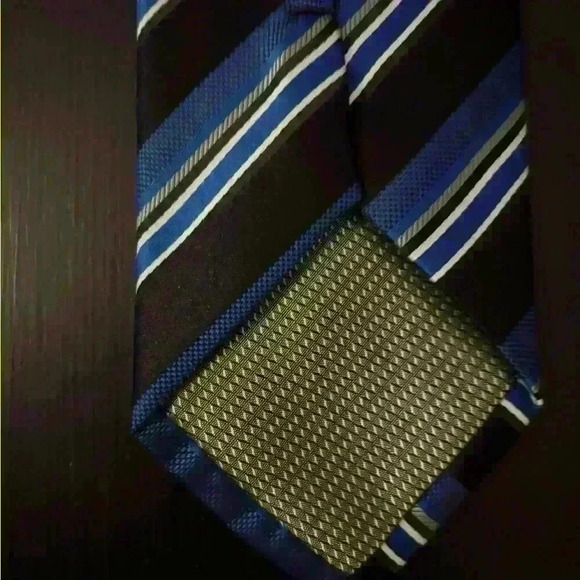 Valerio Garati Blue Black Striped Designer Men’s Neck Tie - Picture 5 of 6